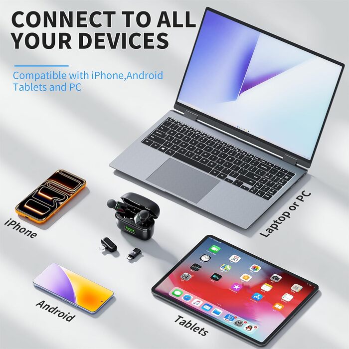 Беспроводной петличный микрофон для телефона/iPhone/iPad/камеры, мини-микрофон для стриминга, подавление шума, Plug & Play, идеален для видеосъемки, подкастов, YouTube, TikTok и интервью (S7)