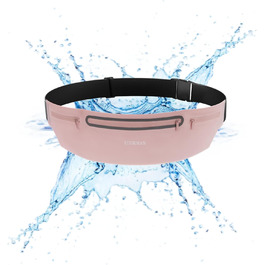 Пояс для бігу з водонепроникним, регульованим, еластичним ремінцем, кишеня, стійка до поту, для телефонів та різних розмірів талії, велика місткість, біг, тренування, на відкритому повітрі (Рожевий)