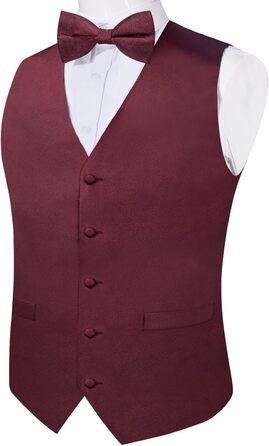 Жилет чоловічий DiBanGu з атласу та краваткою-метеликом, набір для костюма/смокінгу, однотонний, для весілля/вечірки (3XL, атлас, бордовий)