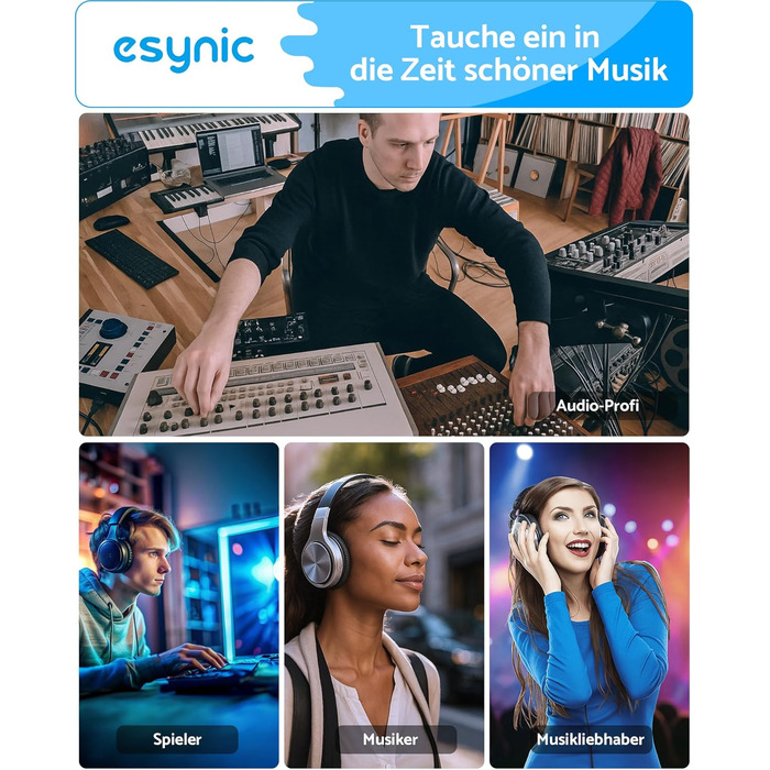 eSynic Підсилювач для навушників HiFi – портативний, з акумулятором 1000mAh, для MP3/MP4/Smartphone/PC, 16-600 Ом, 3.5mm AUX, алюмінієвий корпус