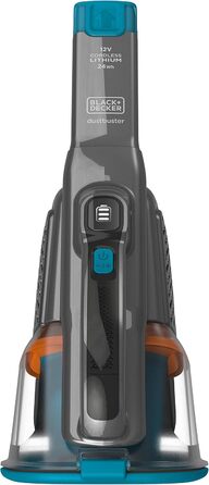 Акумуляторний пилосос ручний BLACK+DECKER BHHV315J Lithium Dustbuster Titanium/Blue 12V, 20AW, з циклонною технологією та насадкою для щілин, безмішковий, з док-станцією