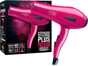 Професійний фен для волосся ID Italian Design з насадкою для укладки, 3 температурні режими, 2 швидкості, 2200W, рожевий