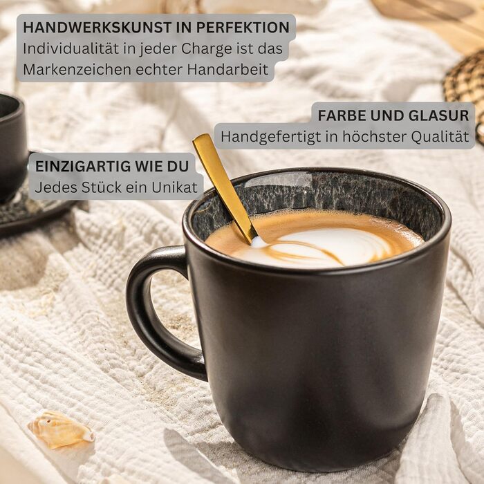 Набір посуду SÄNGER Sydney 30 предметів: тарілки, чашки, миски, тарілки для пасти. Набір посуду з кераміки, темно-сірий, для 6 осіб. Стійкий до подряпин, можна мити в посудомийній машині та використовувати в мікрохвильовій печі.