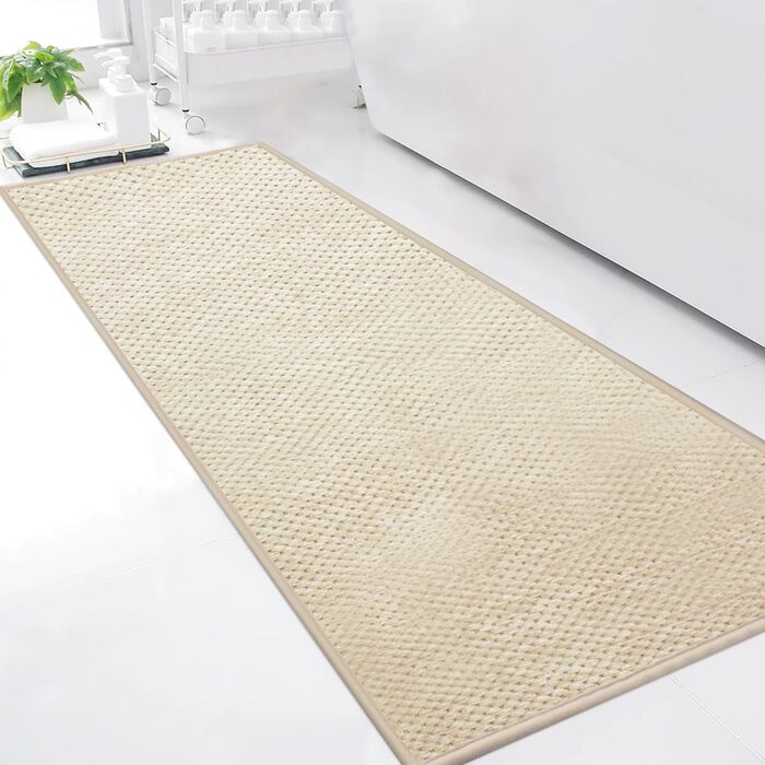 Килимок для ванної кімнати Badteppich Chenille, протиковзкий та вологопоглинаючий, 50x150 см, бежевий