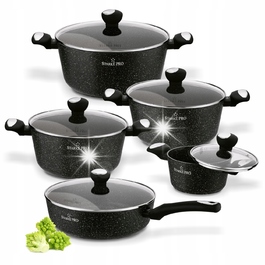 Набір посуду Starke Pro Strappo Marble (каструлі та сковорідки) для індукційних плит, 10 предметів