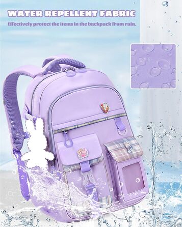 Дитячий рюкзак для дівчинки-підлітка, нейлоновий, водонепроникний, легкий, 9-15 років, фіолетовий