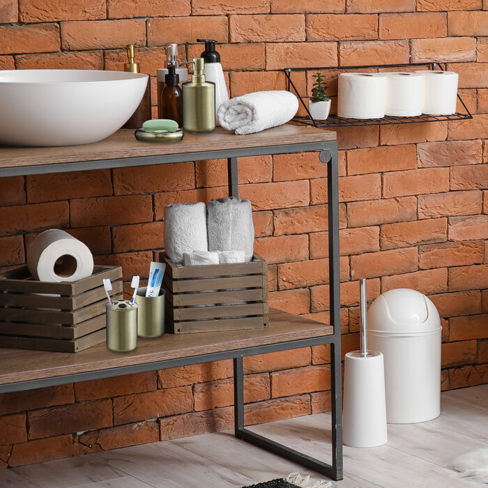 Relaxdays 4-Piece Bathroom Set, Stainless Steel