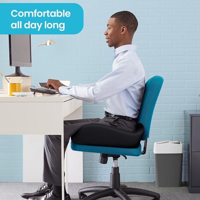 Ортопедична подушка для сидіння Benazcap Donut – для офісного крісла, авто та інвалідного візка. З ергономічної піни пам'яті для геморою, ішіасу, вагітності та після пологів (чорний)