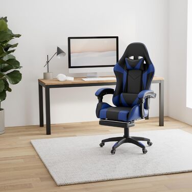 Геймерське крісло Walden Ergonomic для офісу та комп'ютера, зелене/синє, з регульованою спинкою та висотою