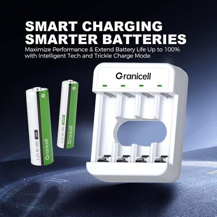 Зарядний пристрій AA + 4 акумулятори AA 2800mAh 1.2V Ni-MH, перезаряджувані батарейки