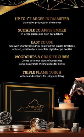 Набір для копчення віскі: коктейлі, бурбон, сир, м'ясо. З факелом та рецептами. 4 смаки, без бутану