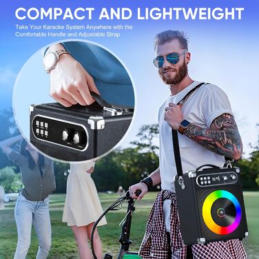 Портативна караоке-система: 20W PA-система з 2 бездротовими мікрофонами UHF та акумуляторами, для дому