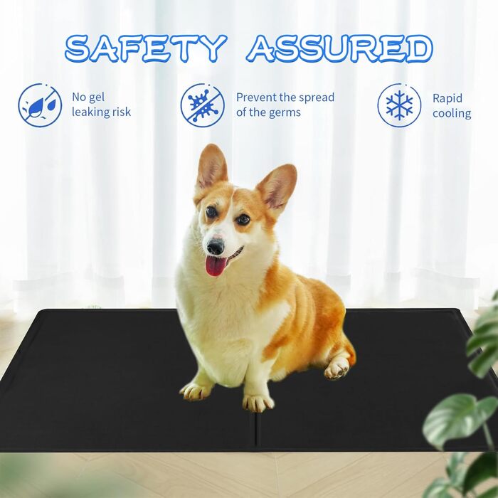 Килимок охолоджуючий для собак та котів, самоохолоджуючий, 65x50 см, чорний