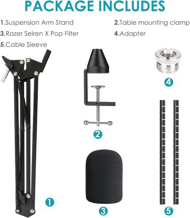 Razer Seiren X: кріплення-плече для мікрофона з поп-фільтром (YOUSHARES)