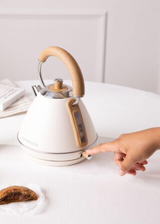 Retro Electric Kettle - 1L Cream White - Fast Boil, Auto Shutoff, Anti-Scale Filter