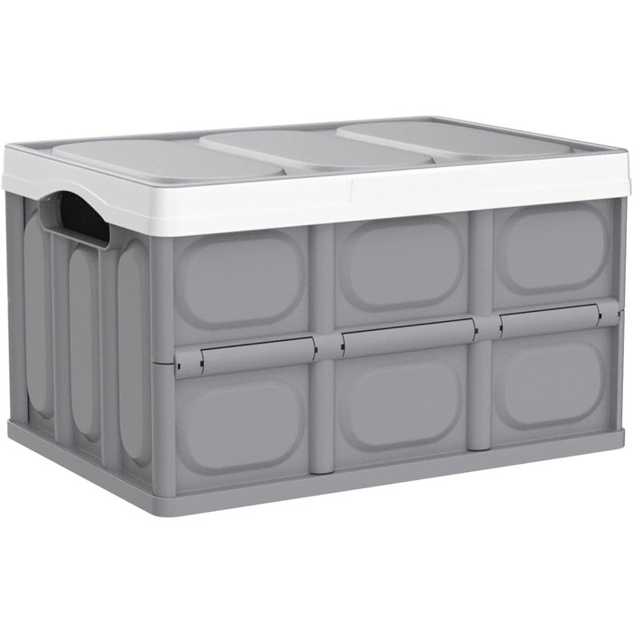 Yorbay 2-Piece Set 55L Professional Folding Box Transport Box with Lid, Foldable Storage Box with Handle, Stackable Boxes Storage Box Folding Boxes Stackable Boxes for Storage and Transport, PP, Grey (55L)