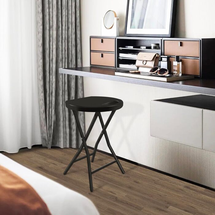 TAVR Furniture складаний стілець з ручкою, міцний круглий табурет до 227 кг, 45,7 см, чорний, для дорослих, дому, кухні, вбиральні, церкви та вулиці
