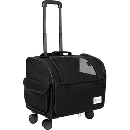 Транспортна сумка для собак та котів Galatée з колесами, розкладний переносник для тварин, дитяча коляска для домашніх улюбленців (білий/чорний)