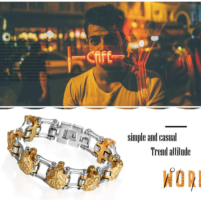 Чоловічий браслет OIDEA з черепом: ланцюжок, браслет, панк, готика, череп, хрест, голова лева, ланцюжок, панк-рок, велосипедна ланцюжок, подарунок для чоловіків