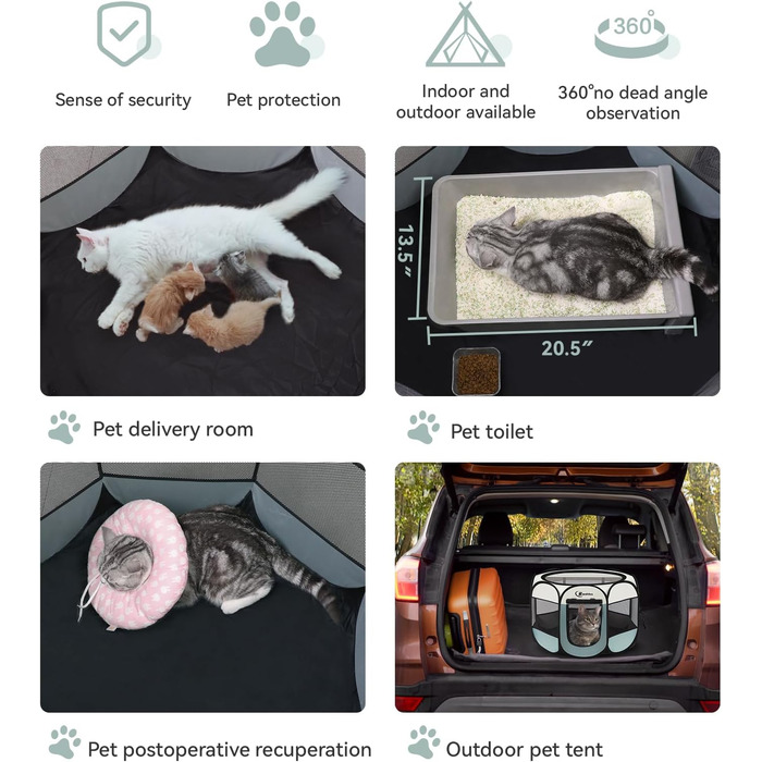 Клітка-загон для собак, Pop-Up, сіра, 73,7x73,7x43,2 см, з 2 змінними пелюшками, для цуценят, котів та дрібних тварин