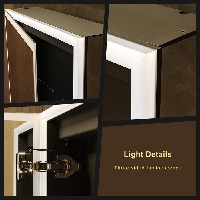 LED дзеркальна шафка для ванної кімнати KWW з підсвічуванням, регульованою температурою світла, протитуманним покриттям та USB роз'ємами (2 дверцята, 80x70 см)