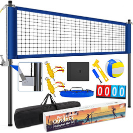 Professional Outdoor Volleyball Set with Adjustable Poles & Anti-Fog Design - Portable Beach Volleyball Net with Anchor Plate, Scoreboard, Boundary Line & Carry Bag