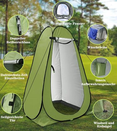 Riggoo Pop Up Privacy Tent - Portable Toilet & Changing Tent for Camping & Beach - UV40+ Sun Protection - Green
