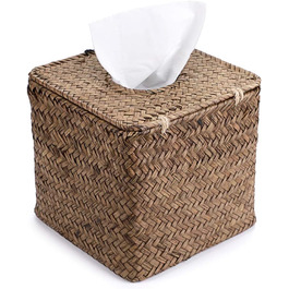 Rectangular tissue box made of seagrass for household use, decorative woven paper holder, coffee table, 68 x 30 x 22 cm