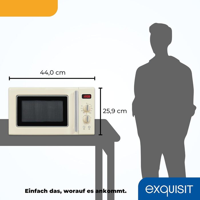 Мікрохвильова піч Exquisit Retro RMW720-3GDIG Creme, 20л, 700 Вт, 1000 Вт гриль, таймер, розморожування