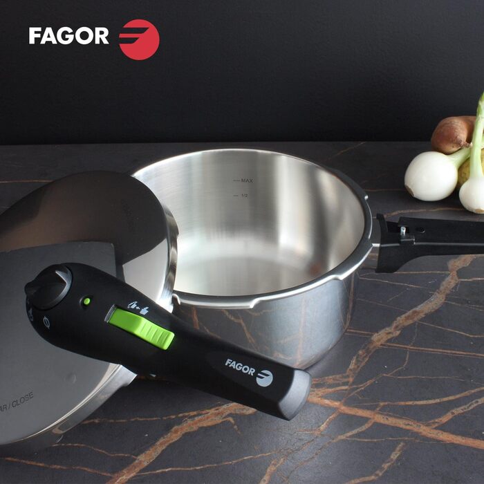 Каструля-скороварка Fagor Rapid Xpress 6 л, індукція, нержавіюча сталь 18/10, для всіх типів плит, з термодифузором, 2 режими тиску, 5 систем безпеки
