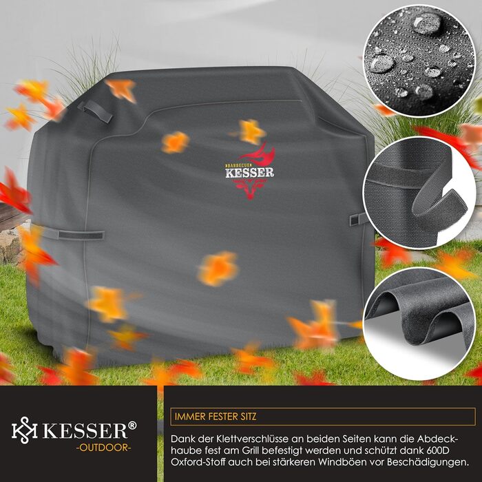 Чохол для газового гриля KESSER Premium, водонепроникний, 600D оксфорд, антрацит, 147x61x122 см, для Weber, Brinkmann, Char Broil