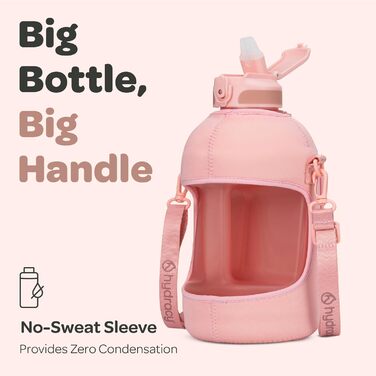 Пляшка для води Hydracy з соломинкою та мітками часу 2л - Рожева, BPA-free, спортивна, герметична