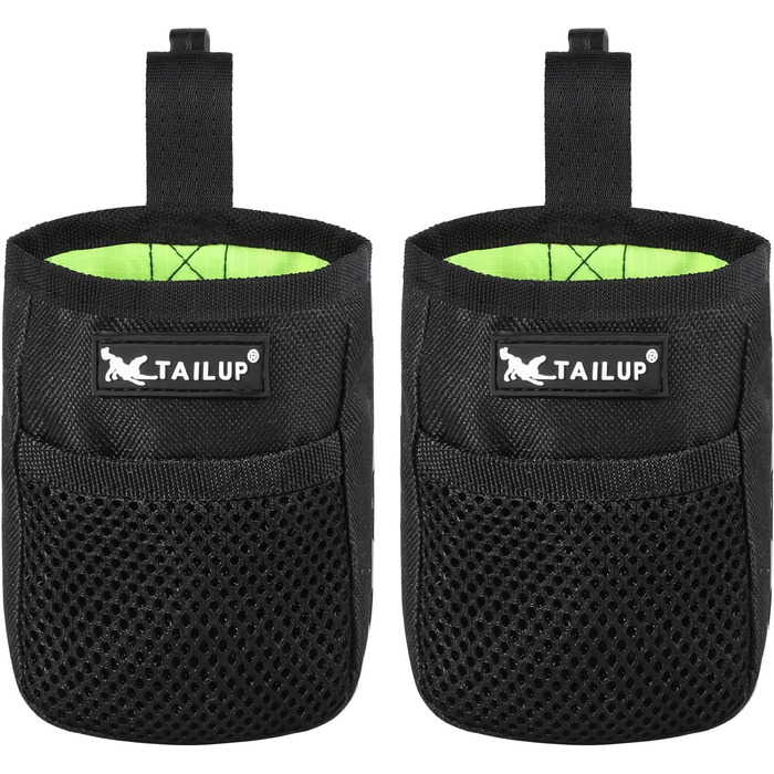 Ланжуе Лекерлібеутель: Сумка для ласощів для маленьких собак, чорна, з кліпсою для ременя, 600D Oxford, 2 шт.