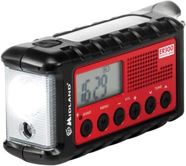 Радіо Midland ER300: аварійне радіо, Powerbank, FM/AM, динамо-ліхтарик, USB, перезаряджуваний акумулятор