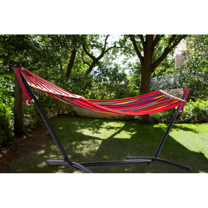 Гамак зі стійкою BE-ACTIVE PL, червоний, навантаження до 200 кг, 266 x 150 см