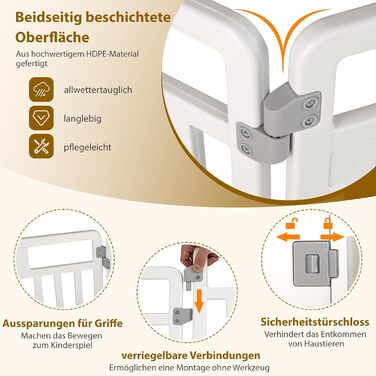 Льоток для цуценят COSTWAY з 6 панелей, білий, 80 см, для дому та вулиці