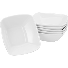 Creatable 12331, Victoria white series, 6-piece cereal bowls, 14 cm, tableware set, square, 40 cl