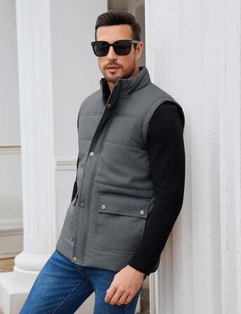 Xnova чоловіча зимова жилетка з підкладкою Thero Sherpa, тепла флісова жилетка, зимова куртка, жилетка для полювання, робоча жилетка, утеплена жилетка для активного відпочинку, сіра, розмір M