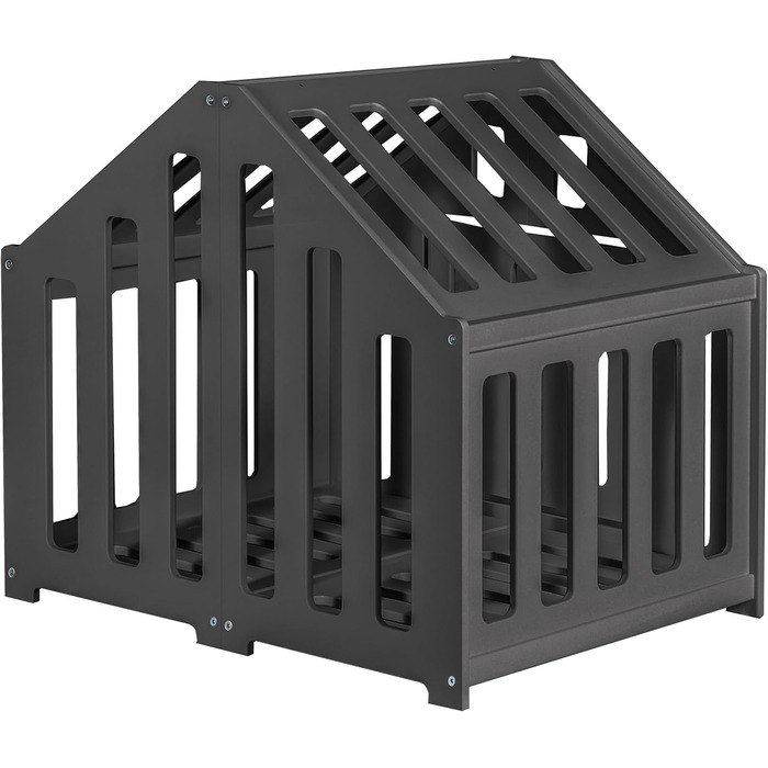 Будка для собак з дерева, клітка для собак із замком, вольєр для тварин, чорна (74 x 53 x 64 см)