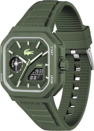 Годинник Lacoste LC33 Square силіконовий, зелений - кварцовий механізм