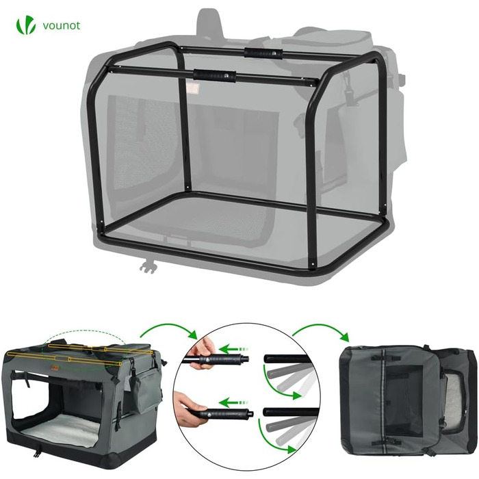 Транспортна переноска для собак та котів Vounot, складана, 82x60x60 см, сіра XL