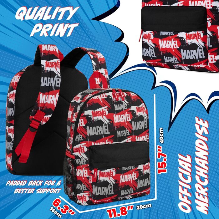 Дитячий рюкзак Marvel Spiderman з героями Marvel: Avengers, Iron Man. Ідеальний для школи, як подарунок. (Червоний/Чорний, 40x30x16 см)