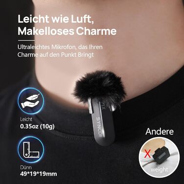 Бездротовий мікрофон-петличка SYNCO P2ST для iPhone 15/16/17 та Android (USB-C, HiFi, з чохлом для зарядки)