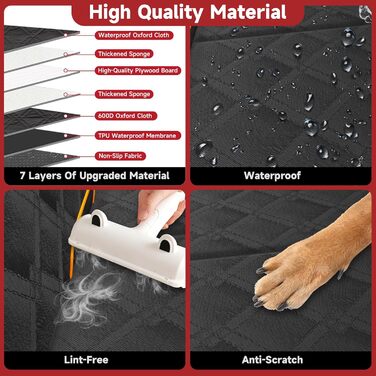 Loiion Waterproof Dog Car Seat Cover with Hard Base - Prevents Sliding, Fits Most SUVs, Trucks, Cars - Gray (Black All-Inclusive)