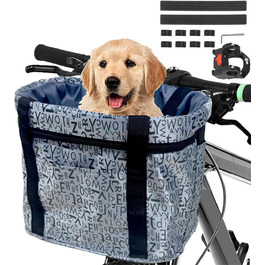 Складаний водонепроникний кошик на кермо велосипеда, знімний, з алюмінієвого сплаву, для собак та котів, для походів, пікніків та покупок (Чорний/Сірий)