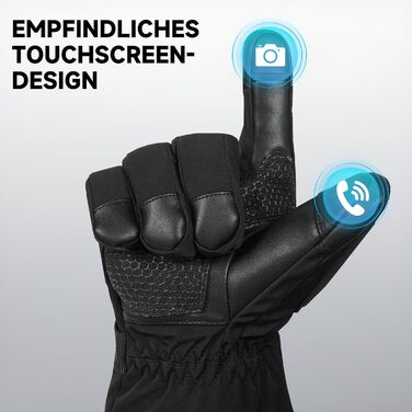 Гріючі рукавички з акумулятором 6000mAh USB, для жінок та чоловіків, 3 режими нагріву, водонепроникні, сенсорні, чорний, EU