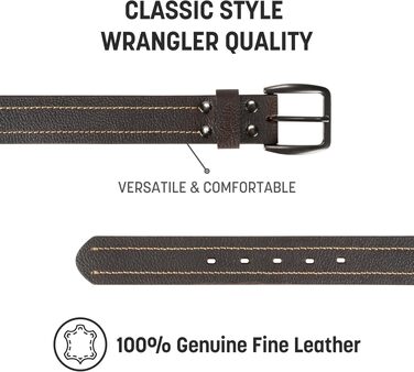 Чоловічий шкіряний ремінь Wrangler коричневого кольору з тисненням логотипа для джинсів та штанів хакі, розмір 44