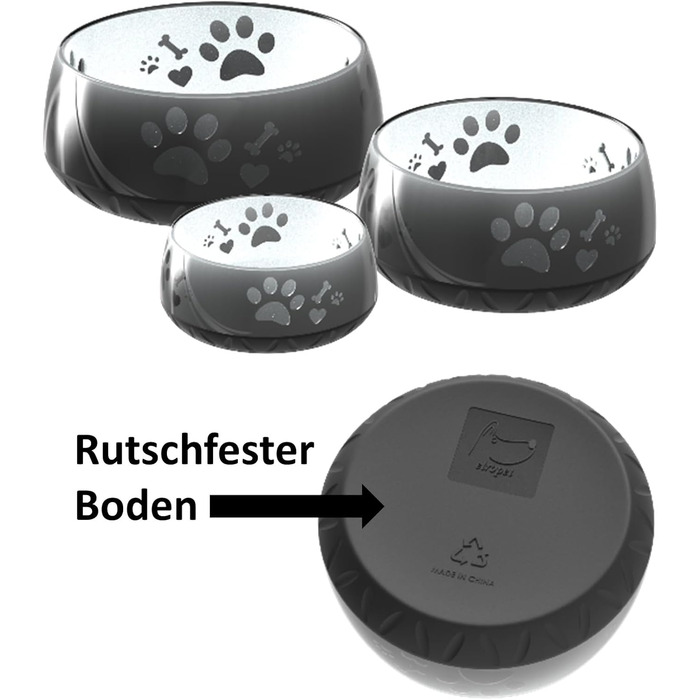 Миска для собак великих та маленьких порід - годівниця/поїлка S/M/L з неслизьким дном (1800 мл, чорна)