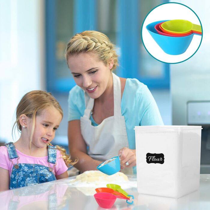 Набір контейнерів для зберігання Withosent 24 шт. з герметичними кришками, 2л, 1.6л, 0.8л, для кухні, борошна, мюслі, кукурудзяних пластівців, з етикетками та ложками