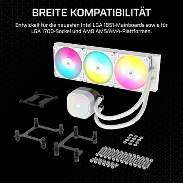 Система водяного охолодження Corsair Nautilus 360 RS для CPU – 360 мм AIO, тиха, з підсвічуванням ARGB, сумісна з Intel LGA 1851/1700, AMD AM5/AM4